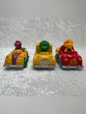 Vintage 1997 Barney the Dinosaur and Friends die-cast metal toy cars